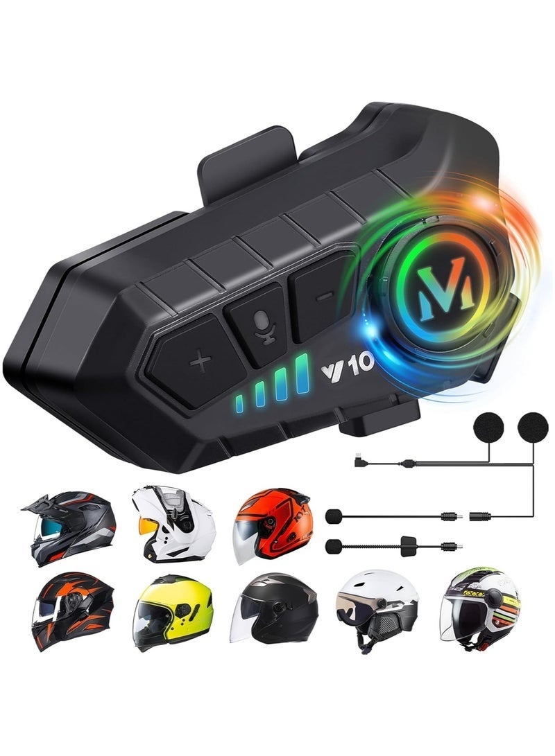 Bukela Motorcycle Helmet Speakers High Battery Life Helmet Headphone IPX6 Automatic Answer/Call Music Control/Intelligent Noise/Wake up Siri, 2 Different Types of Mic - Compatible with All Helmets - Image 1